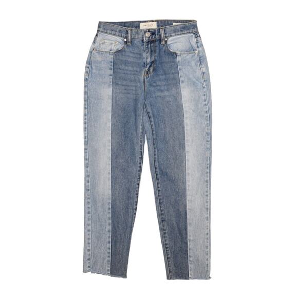 PACSUN $60 Vintage Icon Two-Tone Mid-Rise Mom Jeans Raw/Frayed Hems Size 25 - Picture 1 of 4